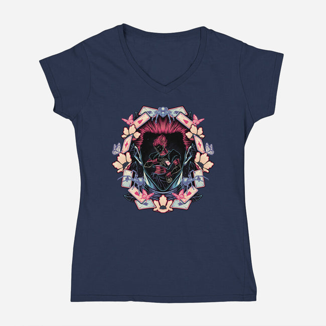 Enigmatic Magician-Womens-V-Neck-Tee-glitchygorilla