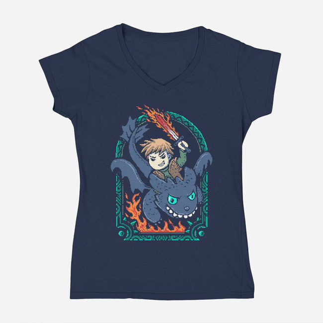 Dragon's Trainer-Womens-V-Neck-Tee-marsdkart