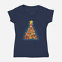 Reindeer Xmas Tree-Womens-V-Neck-Tee-Vallina84