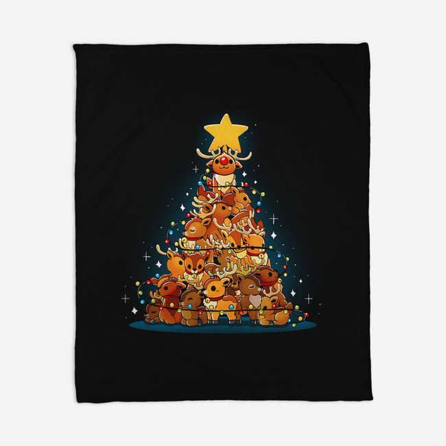 Reindeer Xmas Tree-None-Fleece-Blanket-Vallina84