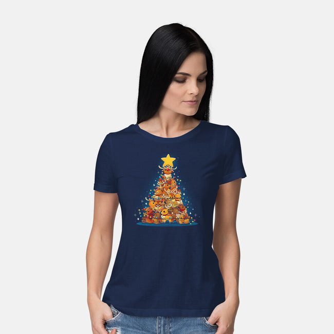 Reindeer Xmas Tree-Womens-Basic-Tee-Vallina84