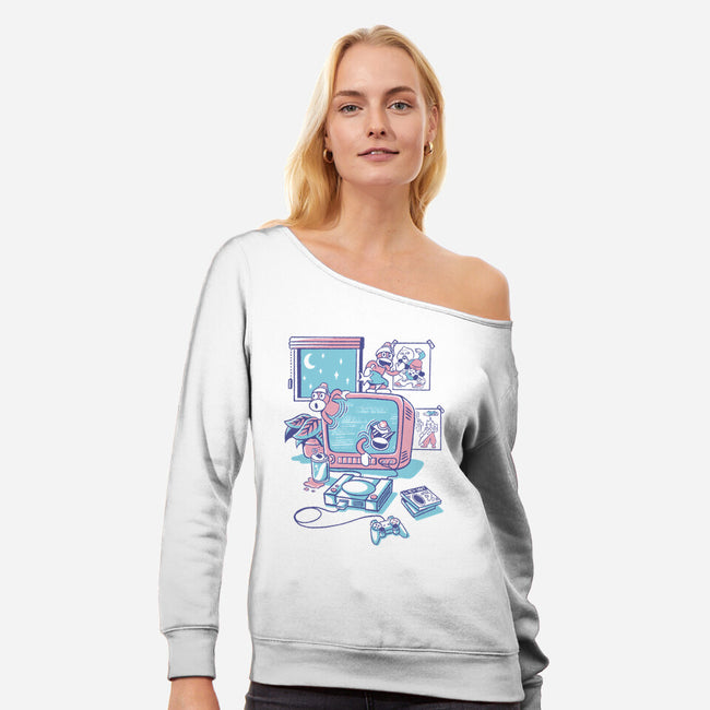 Carefree Days-Womens-Off Shoulder-Sweatshirt-Henrique Torres