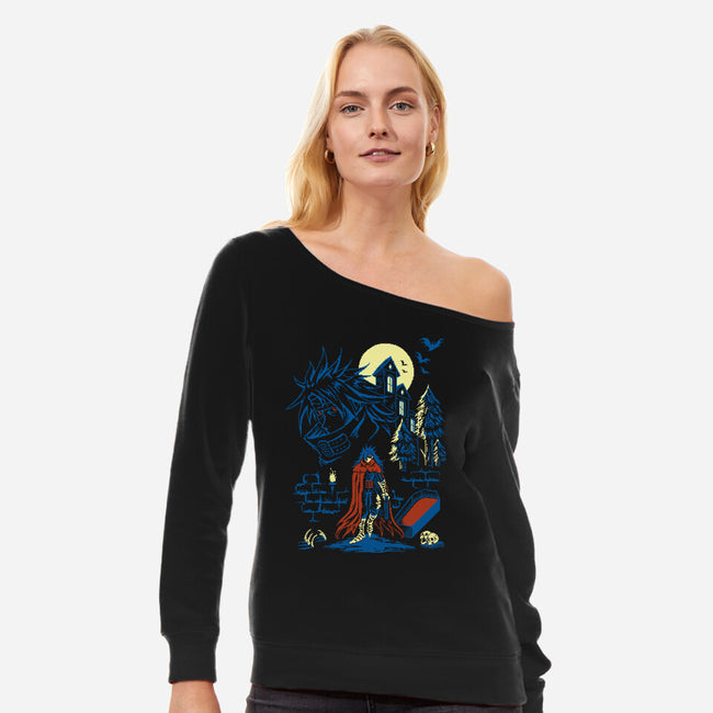 Guardian Of Secrets-Womens-Off Shoulder-Sweatshirt-Henrique Torres