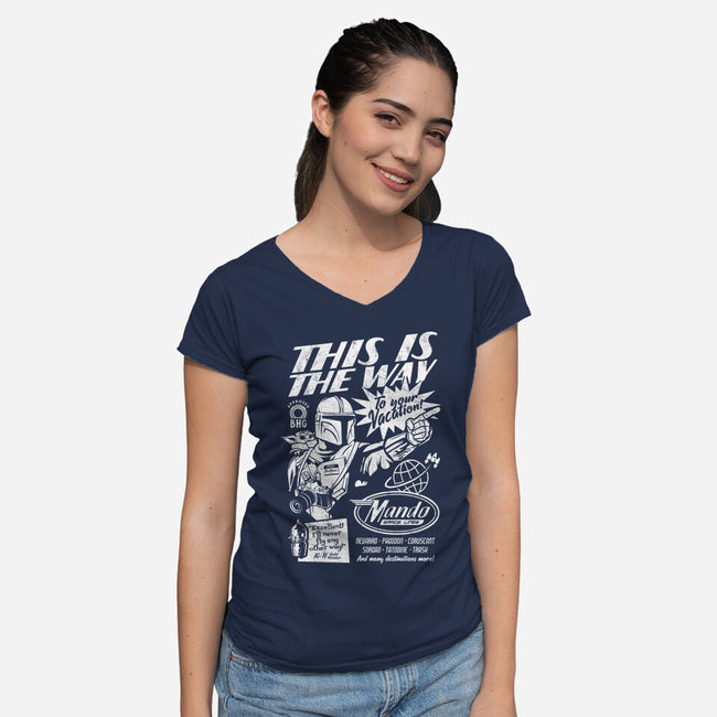 Mando Space Lines-Womens-V-Neck-Tee-Arinesart