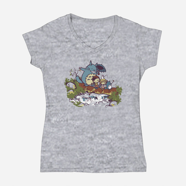 Neighbor And Friends-Womens-V-Neck-Tee-Arinesart