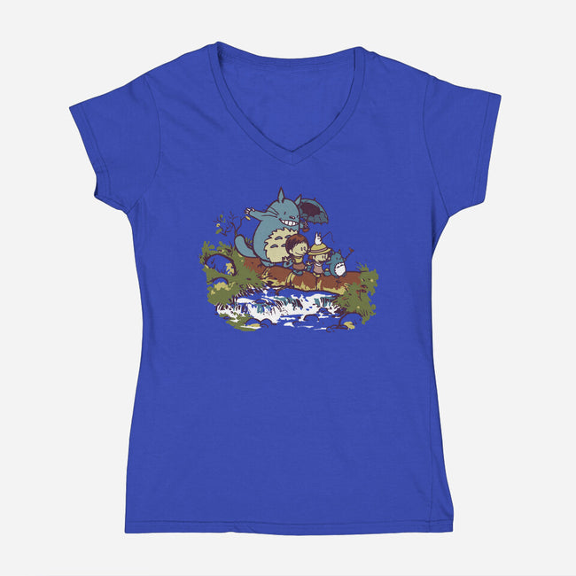 Neighbor And Friends-Womens-V-Neck-Tee-Arinesart