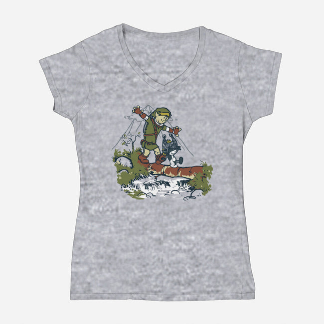 Link And Midna-Womens-V-Neck-Tee-Arinesart