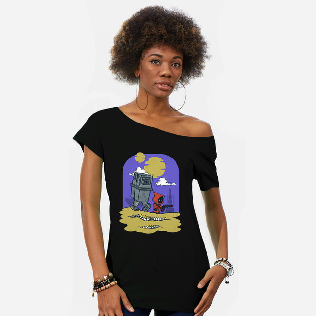 Jawa And Droid-Womens-Off Shoulder-Tee-Arinesart