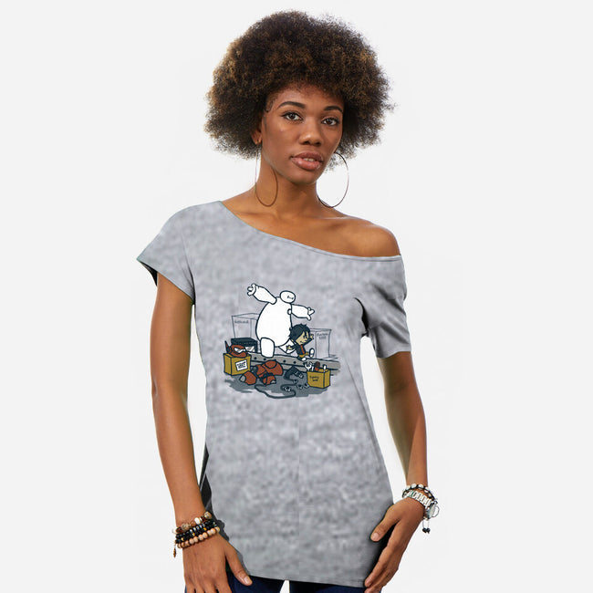 Hiro And Baymax-Womens-Off Shoulder-Tee-Arinesart