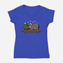 Hippo On The Shelf-Womens-V-Neck-Tee-Boggs Nicolas