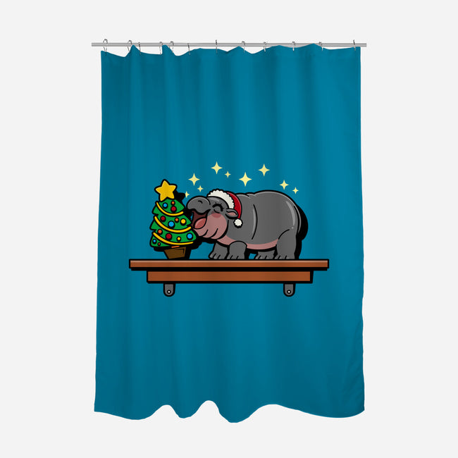 Hippo On The Shelf-None-Polyester-Shower Curtain-Boggs Nicolas