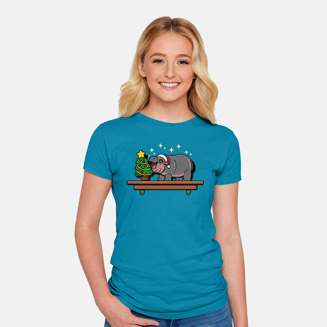 Hippo On The Shelf-Womens-Fitted-Tee-Boggs Nicolas