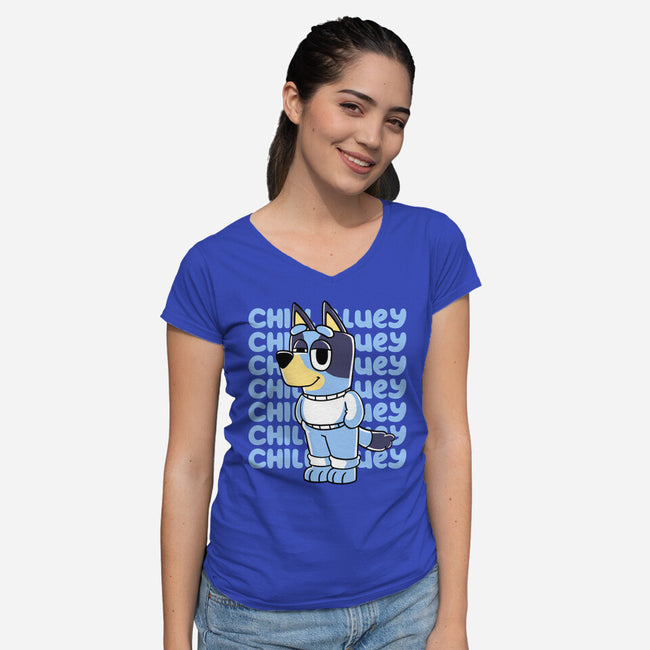 Chill Blue Heeler-Womens-V-Neck-Tee-estudiofitas