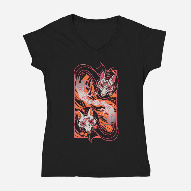 Kitsune-Womens-V-Neck-Tee-yumie