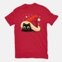 Kitty Xmas Hat-Unisex-Basic-Tee-erion_designs