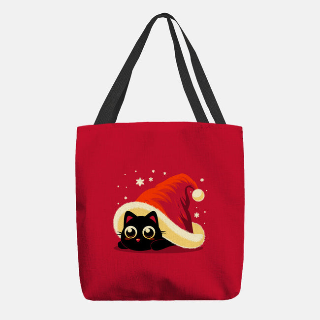 Kitty Xmas Hat-None-Basic Tote-Bag-erion_designs