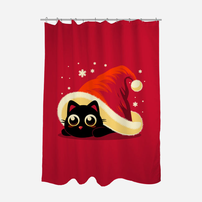 Kitty Xmas Hat-None-Polyester-Shower Curtain-erion_designs