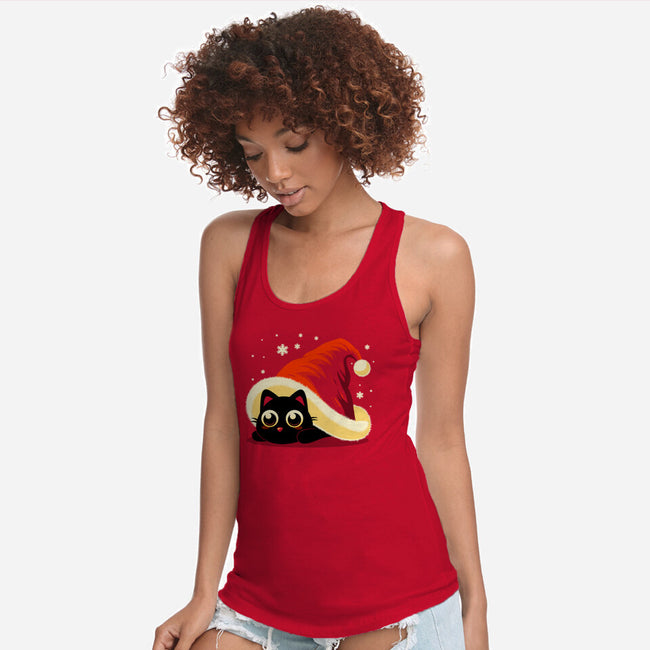 Kitty Xmas Hat-Womens-Racerback-Tank-erion_designs