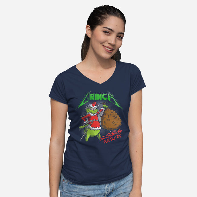 And Christmas For No One-Womens-V-Neck-Tee-Barbadifuoco