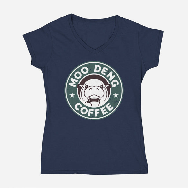 Moo Deng Coffee-Womens-V-Neck-Tee-retrodivision