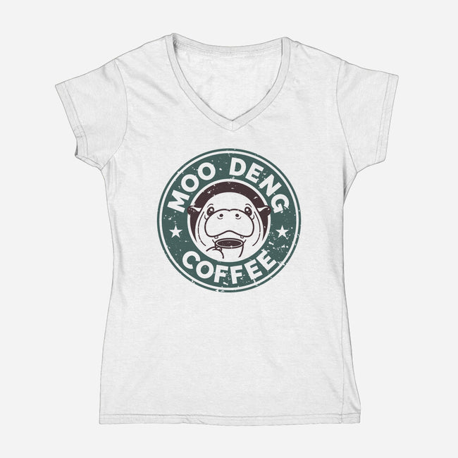 Moo Deng Coffee-Womens-V-Neck-Tee-retrodivision