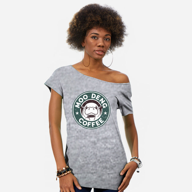 Moo Deng Coffee-Womens-Off Shoulder-Tee-retrodivision