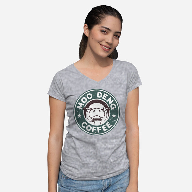 Moo Deng Coffee-Womens-V-Neck-Tee-retrodivision