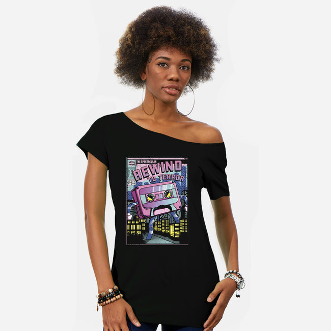 Rewind To Terror-Womens-Off Shoulder-Tee-Donnie