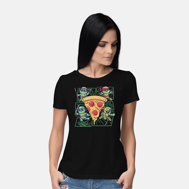 Turtle Mini Ninjas Together-Womens-Basic-Tee-estudiofitas