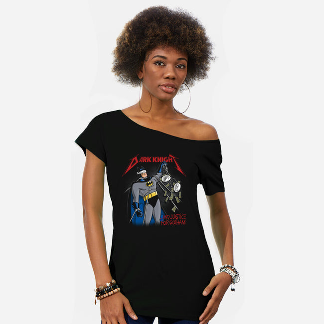 And Justice For Gotham-Womens-Off Shoulder-Tee-Barbadifuoco