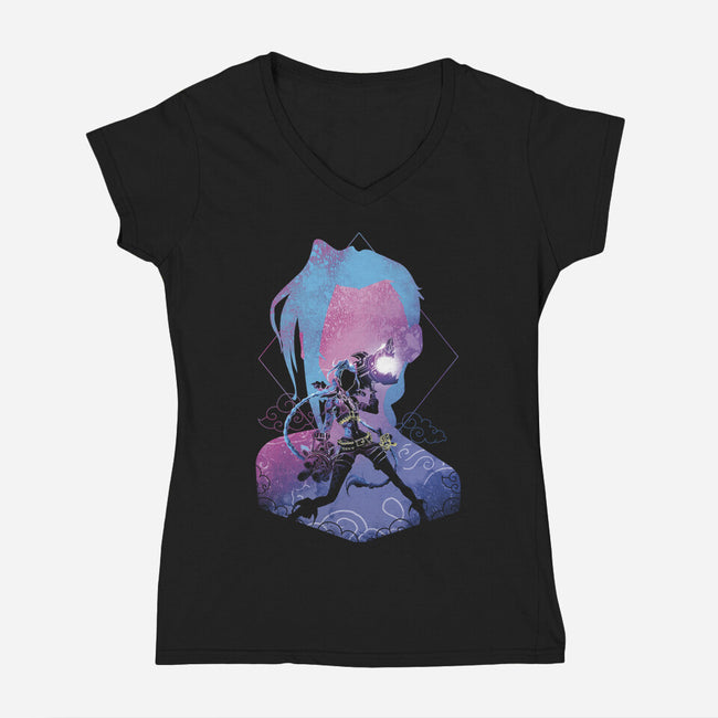 Soul Of The SuperRocket-Womens-V-Neck-Tee-Donnie