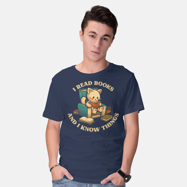 I Read Books And I Meow Things-Mens-Basic-Tee-worlddominationforcats