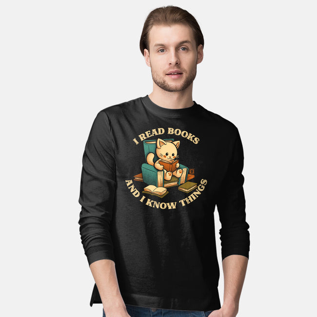 I Read Books And I Meow Things-Mens-Long Sleeved-Tee-worlddominationforcats