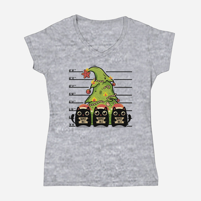 The Usual Kitty Suspects-Womens-V-Neck-Tee-erion_designs