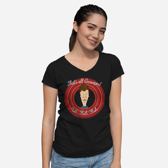 Butt Tunes-Womens-V-Neck-Tee-Boggs Nicolas