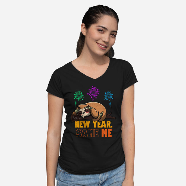 New Year Same Me-Womens-V-Neck-Tee-Boggs Nicolas