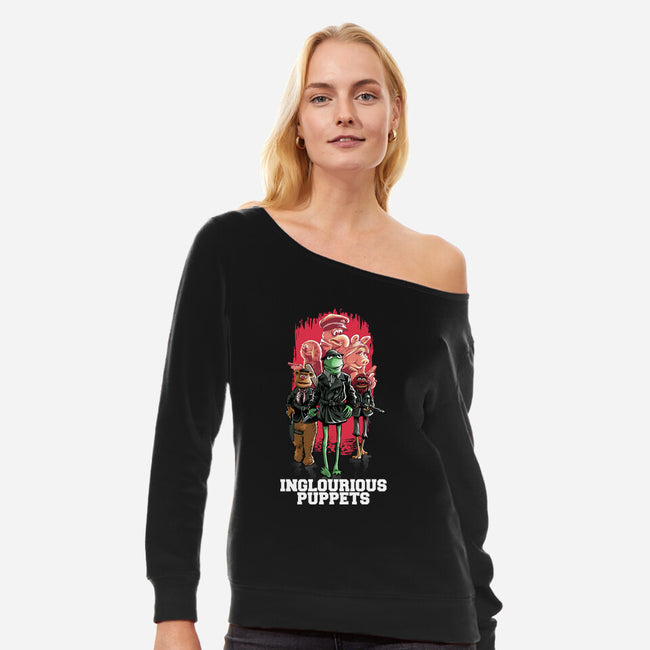 Inglourious Puppets-Womens-Off Shoulder-Sweatshirt-zascanauta