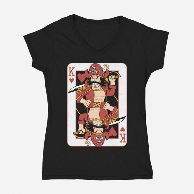 Pirate King Card-Womens-V-Neck-Tee-naomori