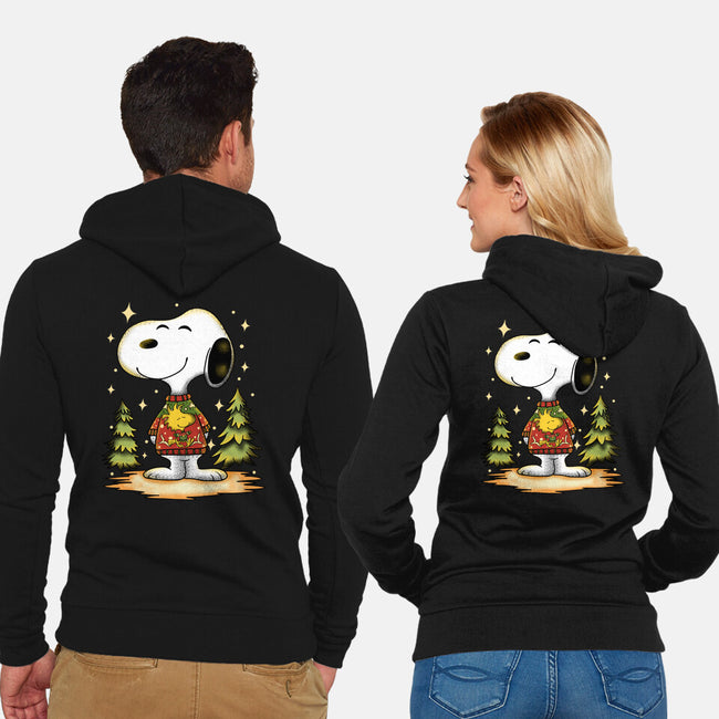 Snoopy's Cozy Christmas-Unisex-Zip-Up-Sweatshirt-JamesQJO