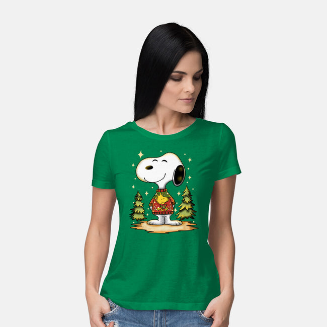 Snoopy's Cozy Christmas-Womens-Basic-Tee-JamesQJO