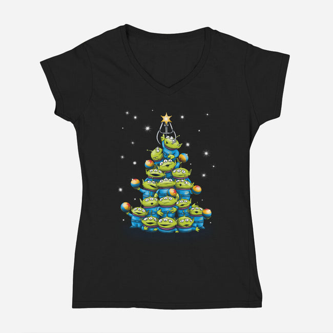 Ohh The Claw-mas Tree-Womens-V-Neck-Tee-NMdesign