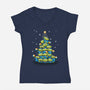 Ohh The Claw-mas Tree-Womens-V-Neck-Tee-NMdesign