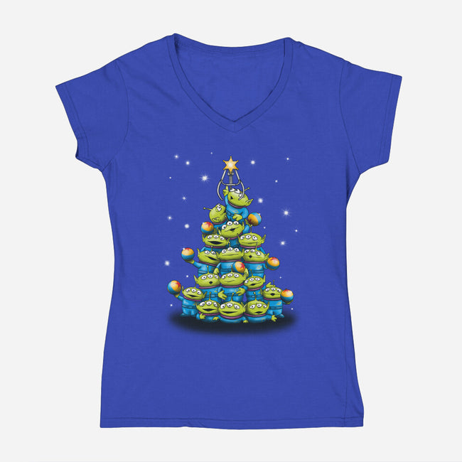 Ohh The Claw-mas Tree-Womens-V-Neck-Tee-NMdesign