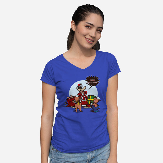 Merry Dinner-Womens-V-Neck-Tee-AndreusD