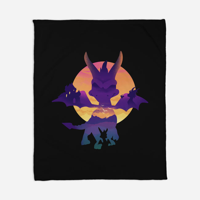 Purple Dragon-None-Fleece-Blanket-dandingeroz