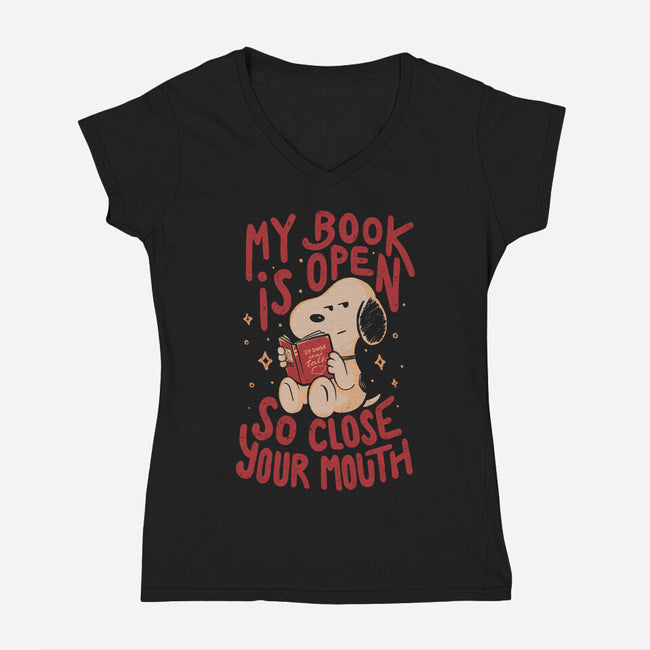 My Book Is Open-Womens-V-Neck-Tee-Arigatees