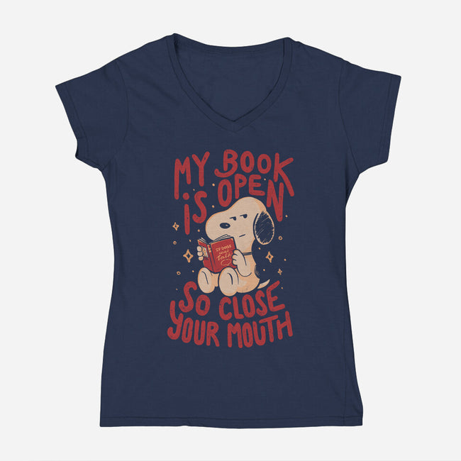 My Book Is Open-Womens-V-Neck-Tee-Arigatees