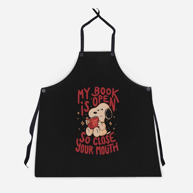 My Book Is Open-Unisex-Kitchen-Apron-Arigatees