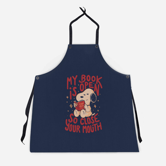 My Book Is Open-Unisex-Kitchen-Apron-Arigatees