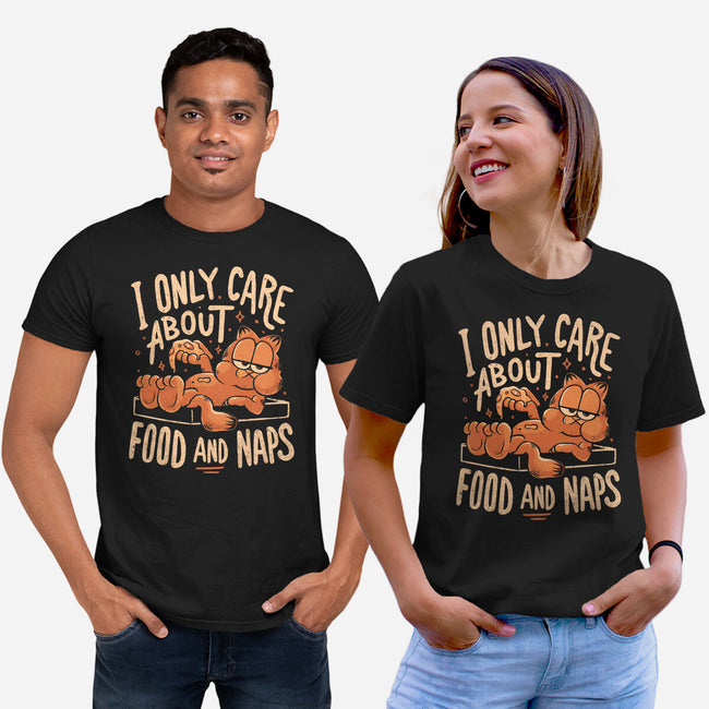 I Only Care About Food And Naps-Unisex-Basic-Tee-Arigatees